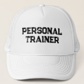 Distressed Text Mannen Personal Trainer Honkbal Trucker Pet (Voorkant)