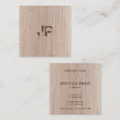 Distressed text Monogram Hout ziet er elegant uit Vierkante Visitekaartje (Voorkant / Achterkant)