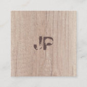Distressed text Monogram Hout ziet er elegant uit Vierkante Visitekaartje (Voorkant)