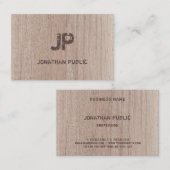 Distressed Text Wood Board Look Monogram Sjabloon Visitekaartje (Voorkant / Achterkant)