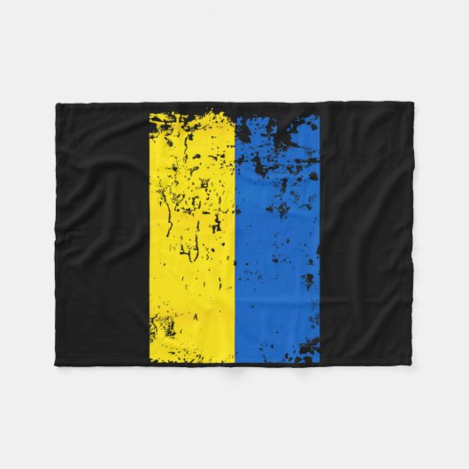 Distressed Ukraine Flag Blue Yellow Patriotic Supp Fleece Deken (Voorkant (Horizontaal))