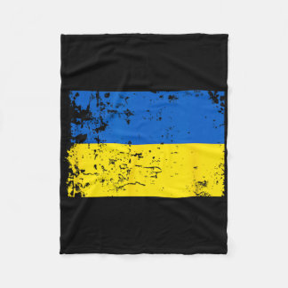 Distressed Ukraine Flag Blue Yellow Patriotic Supp Fleece Deken