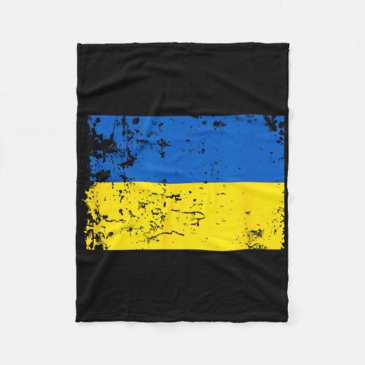 Distressed Ukraine Flag Blue Yellow Patriotic Supp Fleece Deken (Voorkant)