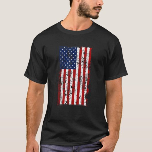 Distressed US American Flag T-shirt (Voorkant)
