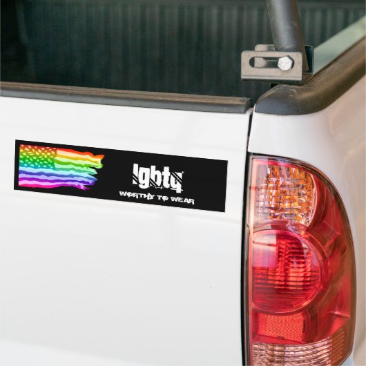 Distressed US Flag Rainbow- LGBTQ - Worthy To Wear Bumpersticker (Op Truck)