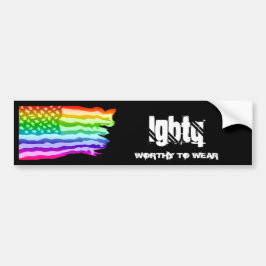 Distressed US Flag Rainbow- LGBTQ - Worthy To Wear Bumpersticker