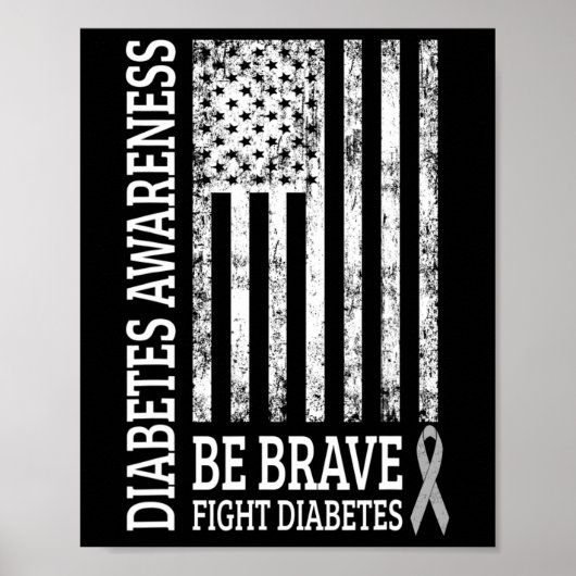 Distressed USA Flag Diabetes Awareness Poster (Voorkant)