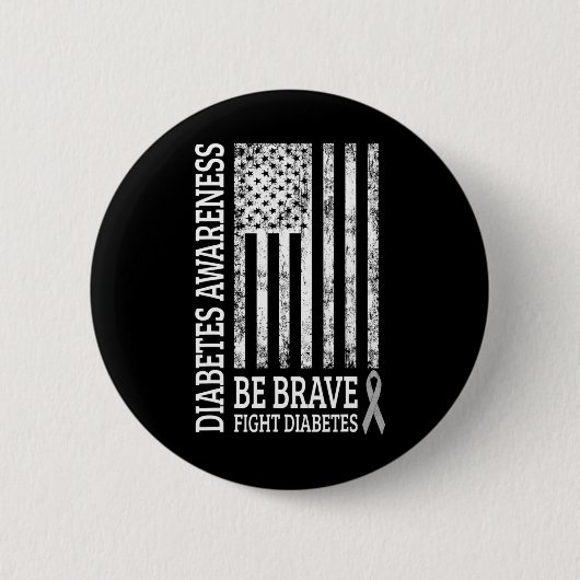 Distressed USA Flag Diabetes Awareness Ronde Button 5,7 Cm (Voorkant)