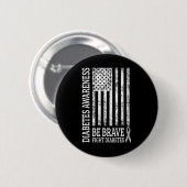 Distressed USA Flag Diabetes Awareness Ronde Button 5,7 Cm (Voorkant /achterkant)