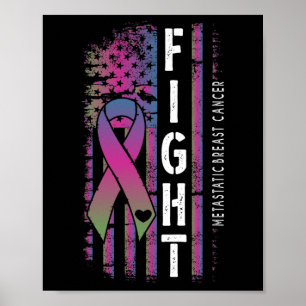 Distressed USA Flag Ribbon Fight Gemetastaseerde b Poster