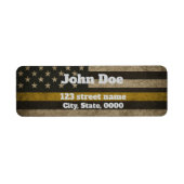 Distressed USA Flag with Thin Yellow Line  Etiket (Voorkant)