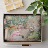 Distressed Vintage Floral & Flamingo Decoupage  Tissuepapier (Geschenk)