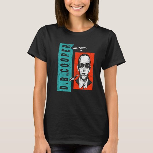 Distressed Wanted D B Cooper Sketch Cryptid Urban  T-shirt (Voorkant)