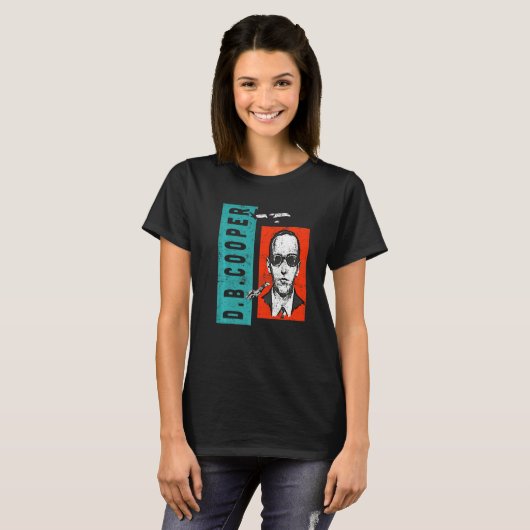 Distressed Wanted D B Cooper Sketch Cryptid Urban  T-shirt (Voorkant volledig)