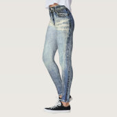 Distressed Wash Jeans All-Over Printed Leggings (Links)