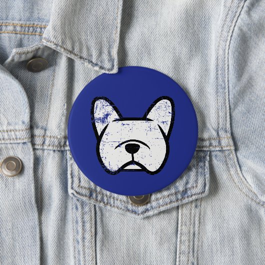 Distressed white French Bulldog Ronde Button 4,0 Cm (In situ)