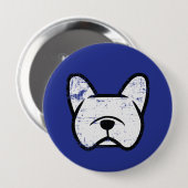Distressed white French Bulldog Ronde Button 4,0 Cm (Voorkant /achterkant)
