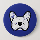 Distressed white French Bulldog Ronde Button 4,0 Cm (Voorkant)