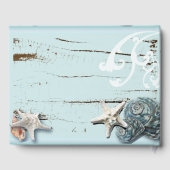 Distressed Wood Beach Blue zeeschelp bruiloft Gastenboek (Achterkant)