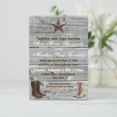 Distressed Wood Cowboy Boots-3x5Huwelijksuitnodigi Kaart (Staand voorkant)