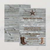 Distressed Wood Cowboy Boots-3x5Huwelijksuitnodigi Kaart (Voorkant / Achterkant)