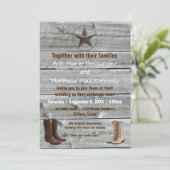 Distressed Wood Cowboy Boots - Uitnodiging voor ee (Staand voorkant)