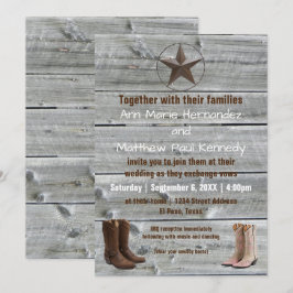 Distressed Wood Cowboy Boots - Uitnodiging voor ee