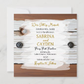 Distressed Wood en Steampunk Metal Wedding Kaart (Achterkant)