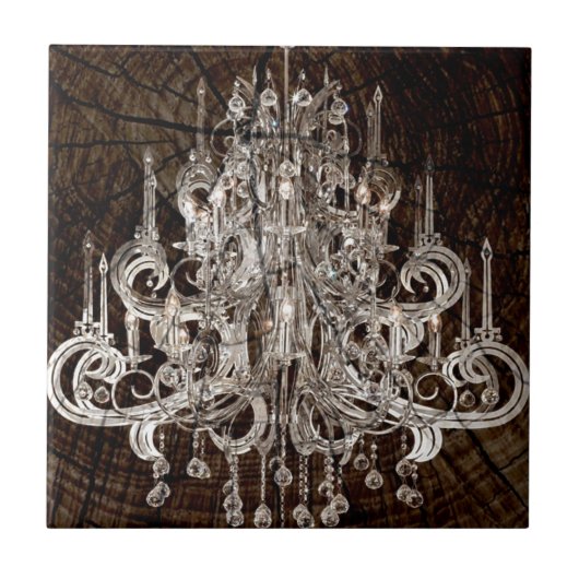 Distressed Wood Grain Primitive country kroonlucht Tegeltje (Voorkant)