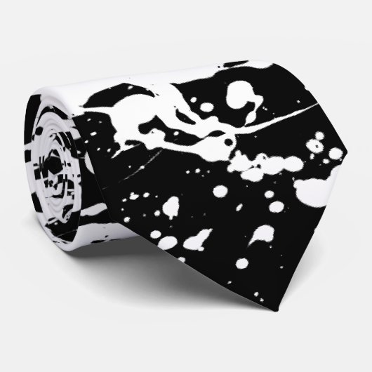 Distressed zwart-wit Distressed Paint Stropdas (Opgerold)