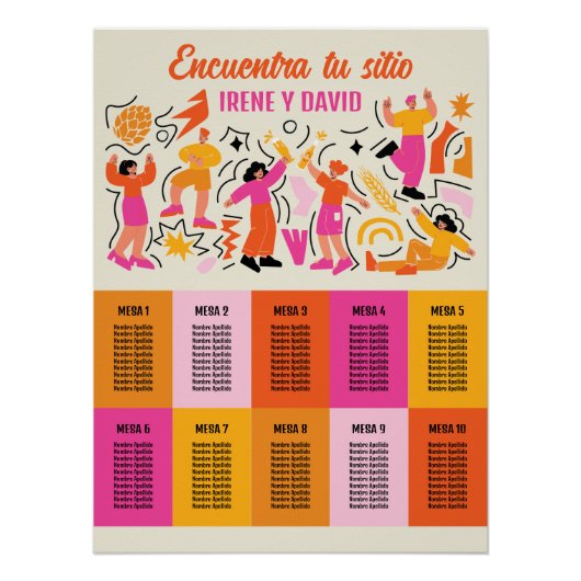 Distribución de Asientos Boda Nostalgia Fiesta  Perfect Poster (Voorkant)