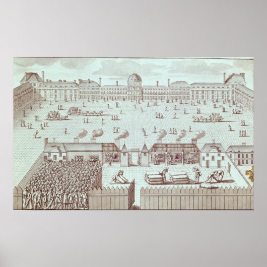 Distributie van brood op de Tuileries Kiosk Poster (Voorkant)