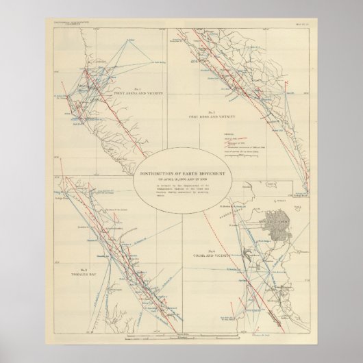 Distributie van grondbewegingen in Californië Poster (Voorkant)