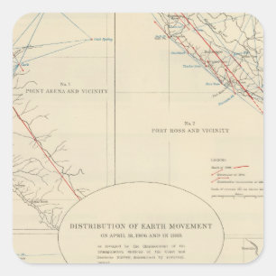 Distributie van grondbewegingen in Californië Vierkante Sticker