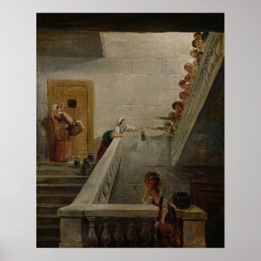 Distributing Milk in St. Lazare gevangenis, 1794 Poster (Voorkant)