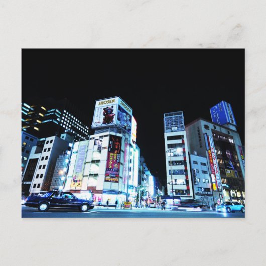 district Ginza in Tokio, Japan 's nachts Briefkaart (Voorkant)