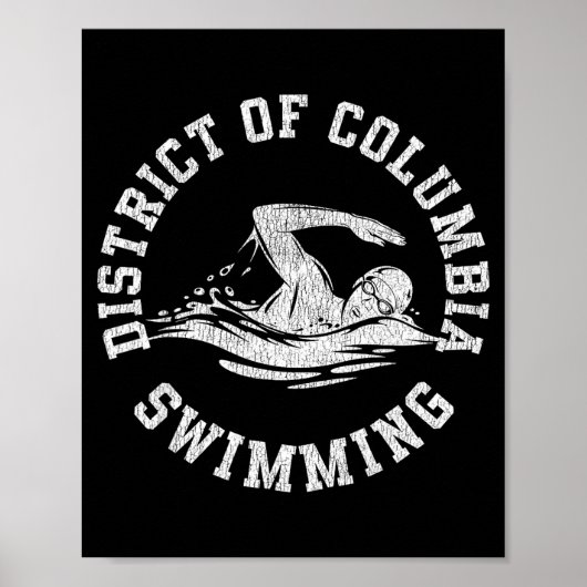 District Of Columbia Zwemmen Retro Gedistingeerd S Poster (Voorkant)