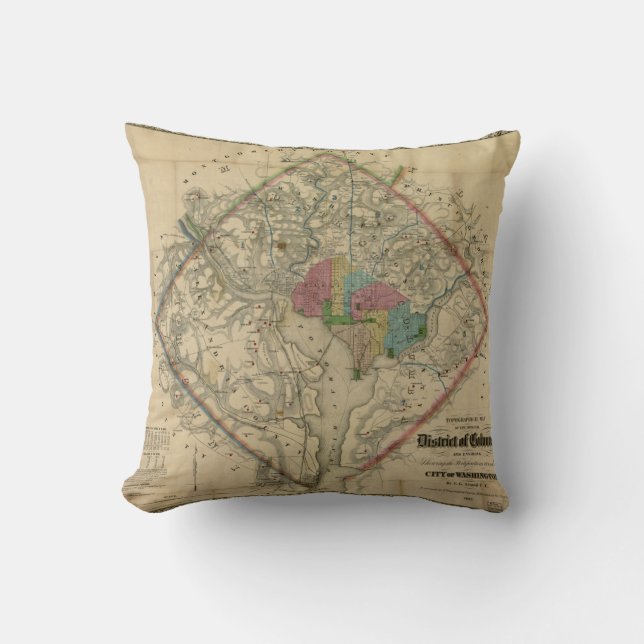 District van Columbia Civil War Era Map Kussen (Voorkant)