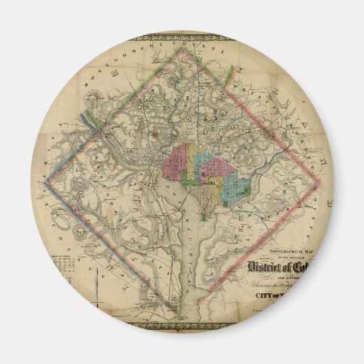 District van Columbia Civil War Era Map Magneet (Voorkant)