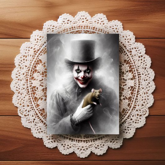 Disturbed Vintage Clown With a Sinister Smile  Briefkaart