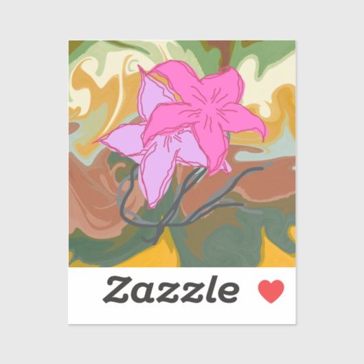 Dit abstracte bloemkunstontwerp combineert zachte sticker (Vel)