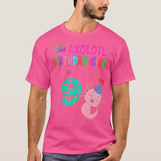 Dit Axolotl meisje is 9 jaar oud amfibie salamande T-shirt (Voorkant)