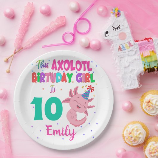 Dit Axolotl-meisje is amfibisch salamander  Papieren Bordje (Feest)