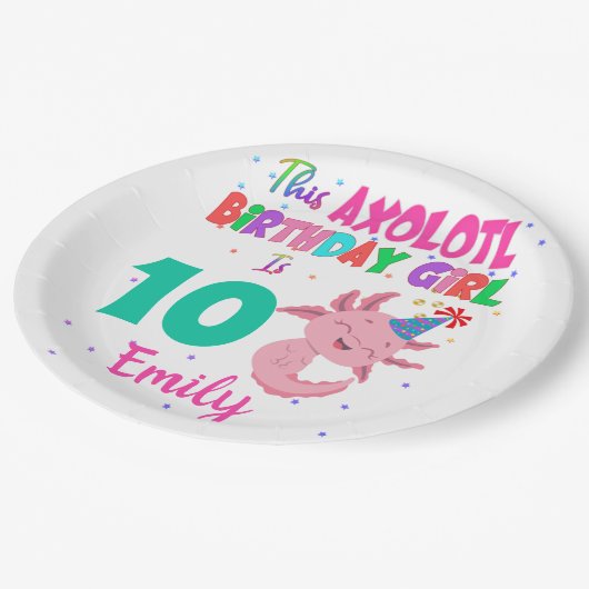 Dit Axolotl-meisje is amfibisch salamander  Papieren Bordje (Gekanteld)