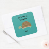 Dit behoort toe aan Back to School Turtle Turquois Vierkante Sticker (Envelop)