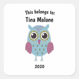 Dit behoort tot Back to School Blue Owl Vierkante Sticker