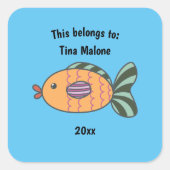 Dit behoort tot Back to School Blue Vierkante Sticker (Voorkant)