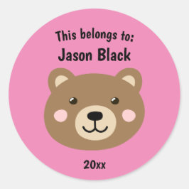 Dit behoort tot Back to School Brown Beer Pink Ronde Sticker