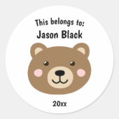 Dit behoort tot Back to School Brown Beer White Ronde Sticker (Voorkant)