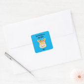 Dit behoort tot Back to School Cute Giraffe Blue Vierkante Sticker (Envelop)